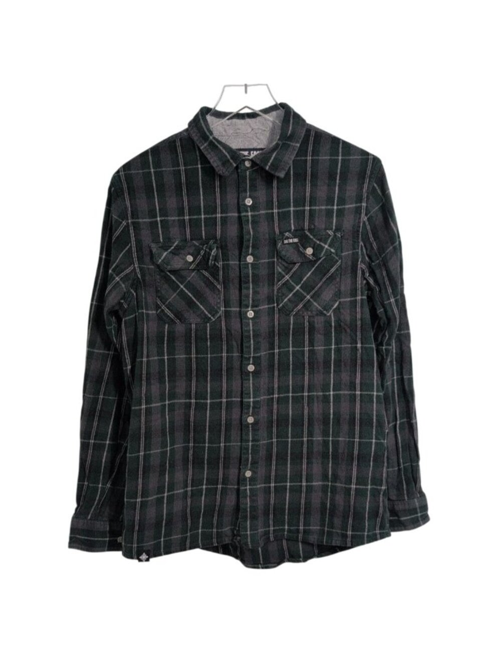 Ski the East Plaid Flannel Shirt Mens Size Medium Green Cotton Ski Snowboard
